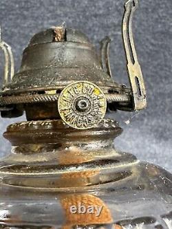 Rare Patented 1911 Antique EAPG Magnesium Glass Oil Finger Lamp Scovill Burner