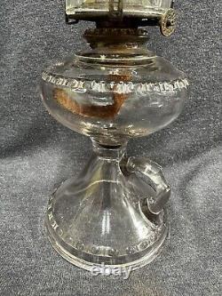 Rare Patented 1911 Antique EAPG Magnesium Glass Oil Finger Lamp Scovill Burner