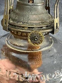 Rare Patented 1911 Antique EAPG Magnesium Glass Oil Finger Lamp Scovill Burner