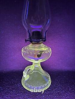 Rare Patented 1911 Antique EAPG Magnesium Glass Oil Finger Lamp Scovill Burner