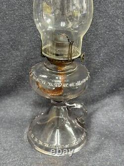 Rare Patented 1911 Antique EAPG Magnesium Glass Oil Finger Lamp Scovill Burner