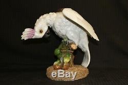 Rare Sitzendorf Porcelain Cockatoo Duplex Sized Oil Lamp