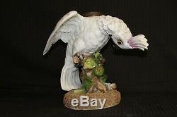 Rare Sitzendorf Porcelain Cockatoo Duplex Sized Oil Lamp