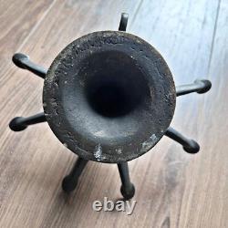 Rare Six Spout Antique Bronze Oil Lamp Middle Eastern Cat Lid Bird Handle