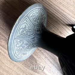Rare Six Spout Antique Bronze Oil Lamp Middle Eastern Cat Lid Bird Handle