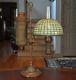 Rare Tiffany Studios Moorish Student Lamp In Oil Signed Leaded Shade Oil Lamp