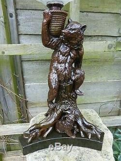 Rare Victorian Bear & Cubs Sculpture Oil Lamp