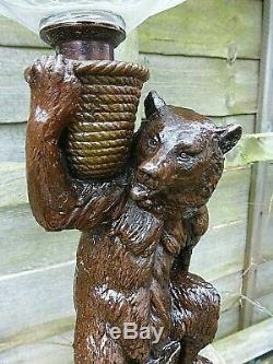 Rare Victorian Bear & Cubs Sculpture Oil Lamp