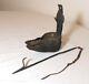 Rare antique 18th century hand wrought iron double cruise Betty oil burning lamp