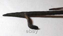 Rare antique 18th century hand wrought iron double cruise Betty oil burning lamp