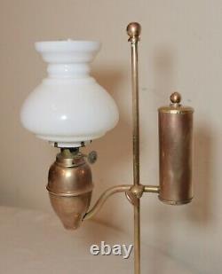 Rare antique miniature salesman sample bronze glass student oil lamp brass