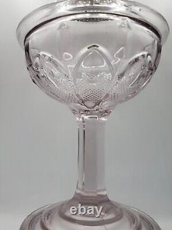 Rare c. 1870s LOMAX Gothic Thumbprint & Sawtooth Oil Lamp Sun Purple Tinted Glass