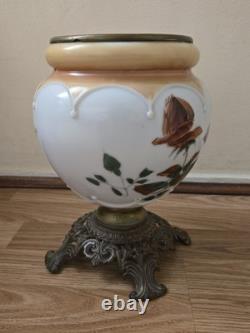 Rare find. 14 Height × 9 Width Consolidated Antique Beautiful Oil Lamp