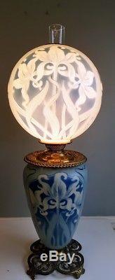 Really Gorgeous Large Antique Gone With The Wind Lamp Victorian 31 1/2 Tall