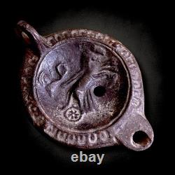 Roman Terracotta Oil Lamp Depicting Gladiator / Chariot