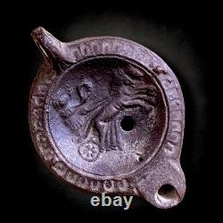 Roman Terracotta Oil Lamp Depicting Gladiator / Chariot