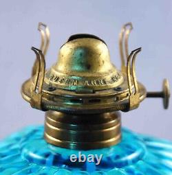 SCARCE Antique Blue Opalescent SNOWFLAKE Miniature Oil Hand/Finger Lamp S1-40