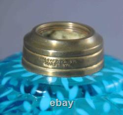 SCARCE Antique Blue Opalescent SNOWFLAKE Miniature Oil Hand/Finger Lamp S1-40