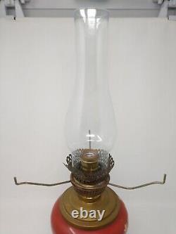 STUNNING! 21 P&A Harvard Converted Oil Lamp Antique PAINTED GLASS Victorian