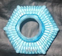 S 279 Basket Art Glass Blue Antique Miniature Oil Lamp Mint Fine Example