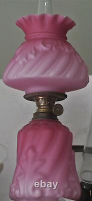 S-368 EOD Spattered Vertically Embossed Art Glass Mini Oil Lamp MINT Very Rare