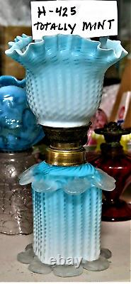 S-368 EOD Spattered Vertically Embossed Art Glass Mini Oil Lamp MINT Very Rare