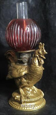 S-368 EOD Spattered Vertically Embossed Art Glass Mini Oil Lamp MINT Very Rare