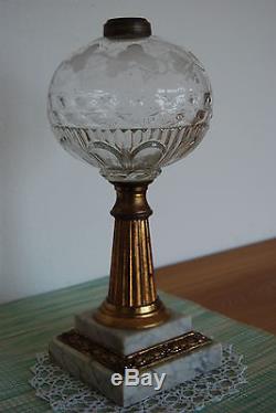 Sandwich Antique Oil Kerosene Parlor Banquet Piano Old Victorian Eapg Lamp