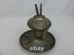 Scarce Antique American Pewter Gimbal Swing Double Burner Whale Oil Lamp