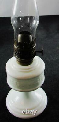 Scarce Antique ERADIATOR Miniature Oil Lamp LITTLE VESTA White Glass Embossed