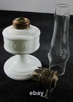 Scarce Antique ERADIATOR Miniature Oil Lamp LITTLE VESTA White Glass Embossed