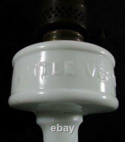 Scarce Antique ERADIATOR Miniature Oil Lamp LITTLE VESTA White Glass Embossed