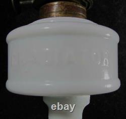 Scarce Antique ERADIATOR Miniature Oil Lamp LITTLE VESTA White Glass Embossed