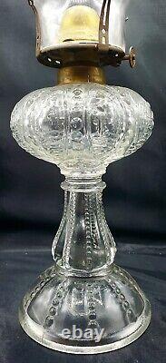 Scarce BY-THE-SEA Glass Oil Lamp c. 1904 New Martinsville Glass Co. 15.5 H