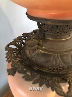Sensational Antique Rose Floral Electrified Gone with the Wind Oil Lamp