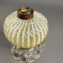 Sheldon Swirl Opalescent Vaseline Kerosene Footed Finger Lamp 1880s GLOWS