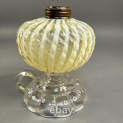 Sheldon Swirl Opalescent Vaseline Kerosene Footed Finger Lamp 1880s GLOWS