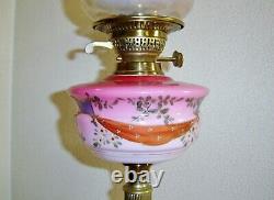 Sherwood's England Antique Pink Victorian Duplex Oil Lamp VERY RARE