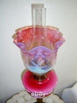 Sherwood's England Antique Pink Victorian Duplex Oil Lamp VERY RARE