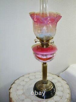 Sherwood's England Antique Pink Victorian Duplex Oil Lamp VERY RARE