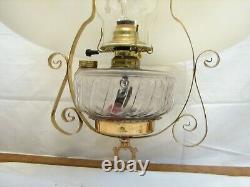 Slant Milk Glass Shade Hanging Oil Fluid Lamp Parlor Light Cone Electrified