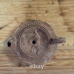 Small Ancient Oil Lamp Roman Guard Dog Molossus Date or Makers Mark On Bottom 4