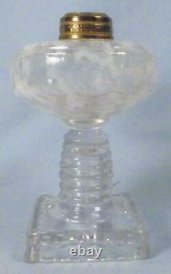 Spanish Lace Miniature Lamp Opalescent Clear Glass Kerosene Oil EAPG Antique