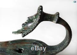 Spectacular Ancient 1st Cent. AD Roman Large Bronze Oil Lamp with Goddess Head