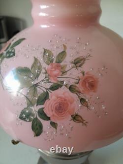 Stunning 3 Pc Antique Aladdin Model 12 Electrified Oil Lamp WithPink Glass Shade