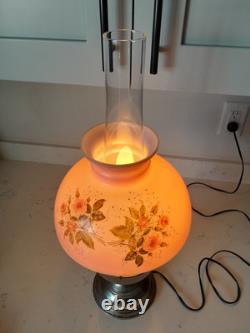 Stunning 3 Pc Antique Aladdin Model 12 Electrified Oil Lamp WithPink Glass Shade