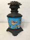 Stunning Antique Aesthetic Movement Oil Lamp Base With Hand Painted Bird Flowers