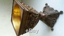 Stunning Antique Brass / Bronze Messengers Double Duplex 2- Oil Lamp