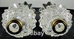 Stunning Antique Pair of Heavy Brilliant Clear Optic Glass Petite Oil Lamps