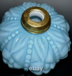 Stunning Cased Blue Glass Kerosene Oil Stand Lamp White Corinthian Screw-On Base